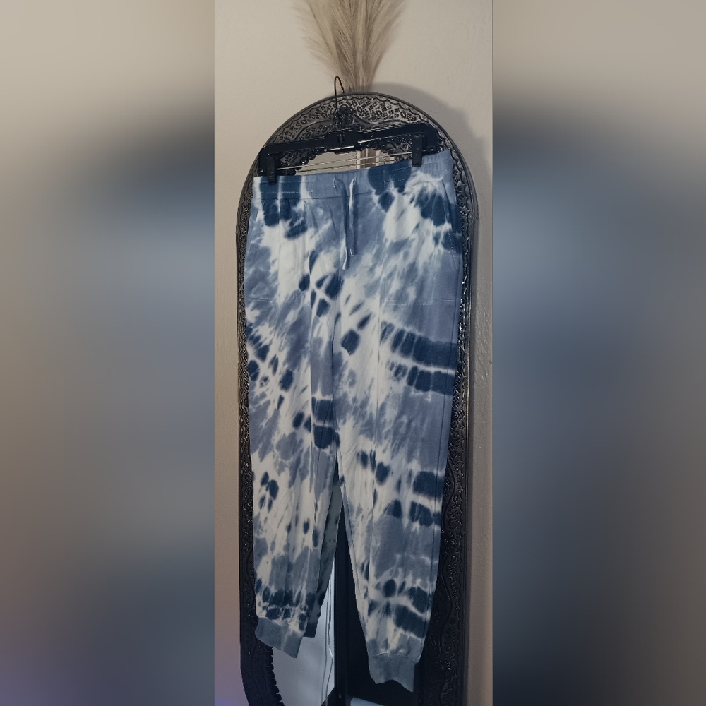 ✨️Anthropologie, Jane & Delancey Sz. Med, Tie Dye Blue, White, & Gray Joggers. - Picture 2 of 10